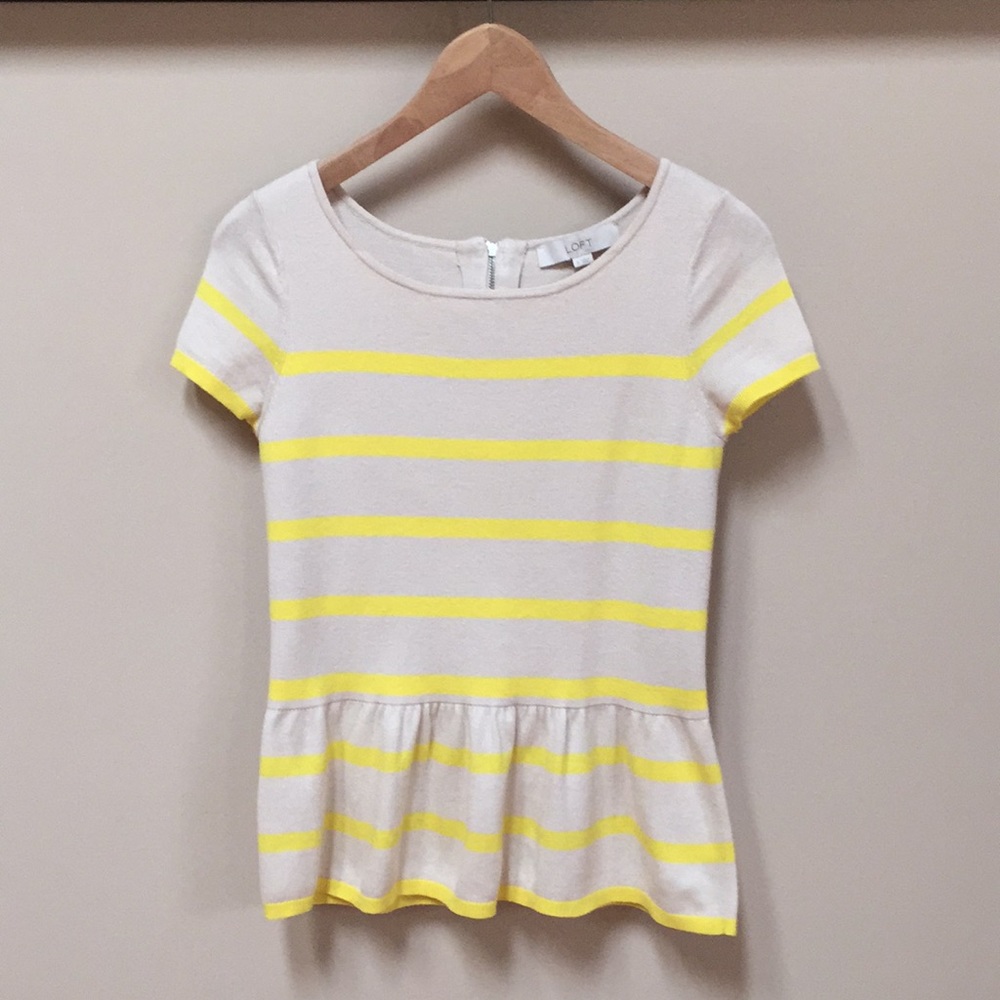 Loft Ann Taylor striped peplum top Blouse NWOT